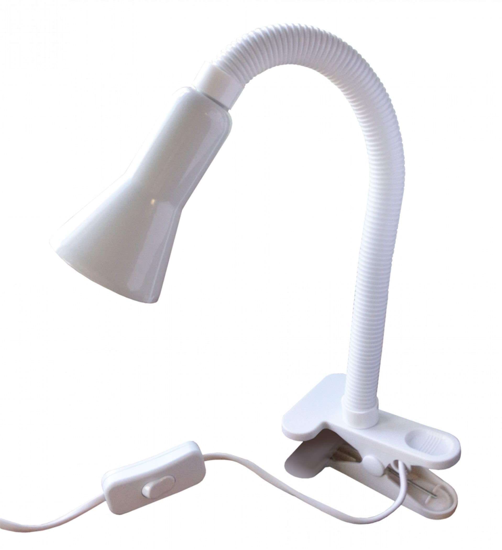 Flexible White Searchlight Task Clamp Lamp with Adjustable Clip - Perfect for Desks, Workbenches & DIY Projects (P4122WH) - Ideal for Reading, Crafting & Detailed Work