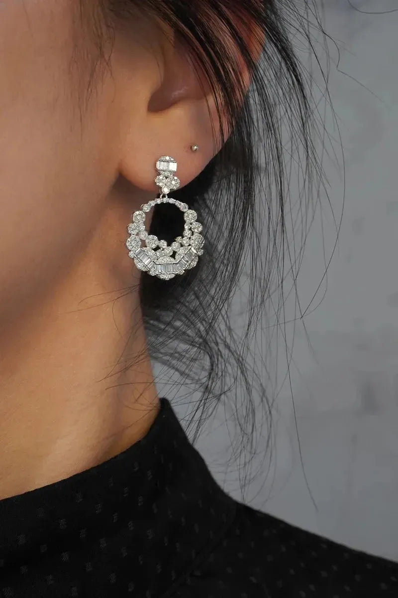 18K White Gold Diamond Earrings for Women - 1.92 Carat Natural Diamonds, Full Drilling Shiny Stud Earrings - Perfect for Engagement, Wedding, Anniversary & Special Occasions