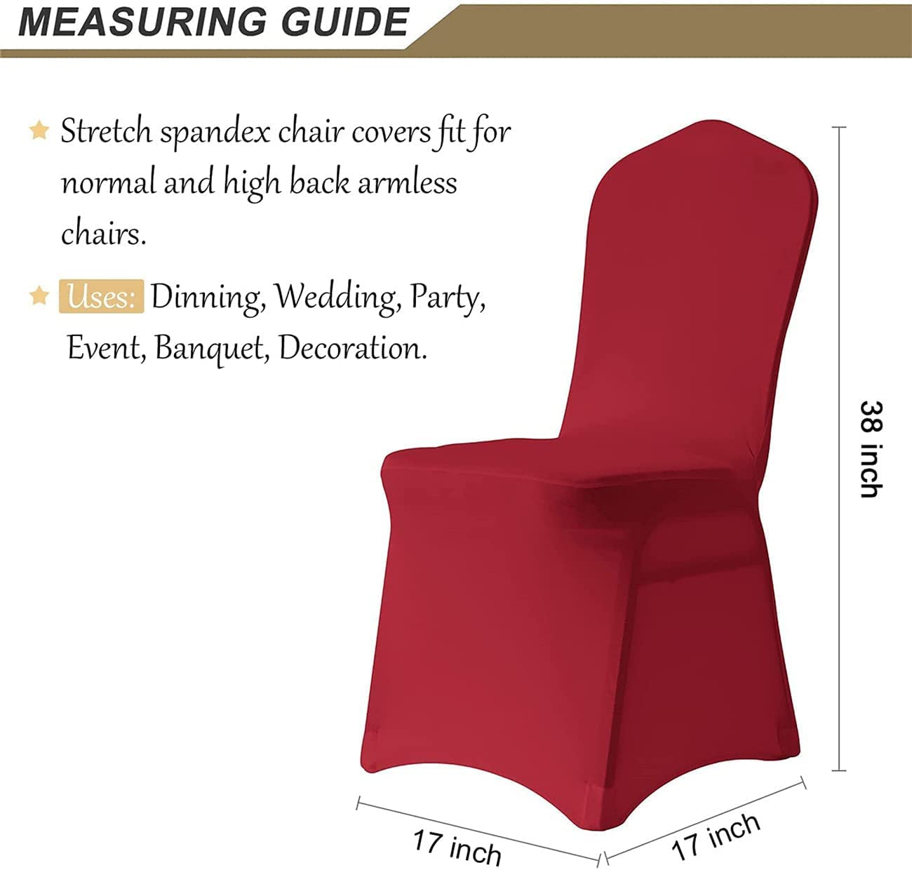 Stretch Spandex Dining Room Chair Covers - Universal Slipcovers for Living Room, Wedding, Banquet & Party - Washable Protector (20-Pack, Wine Red) | Perfect for Home Decor, Restaurant & Event Seating