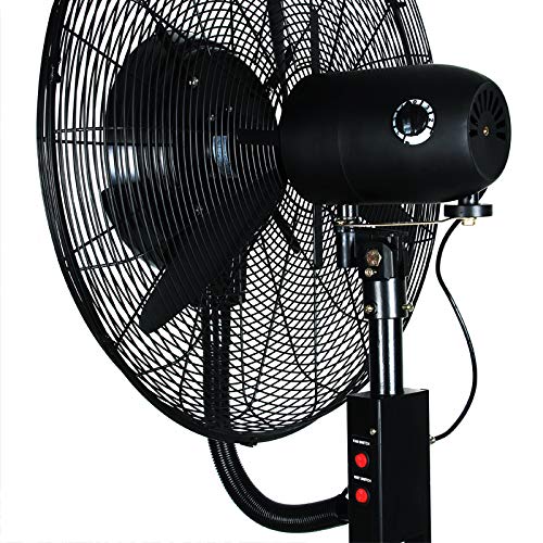 3 Speed Heavy-Duty Industrial Floor Fan - Powerful Oscillating Cooling Fan with Quiet Operation & Humidifying Misting Function - Commercial, Residential & Greenhouse Use for Warehouses, Offices, and Indoor Gardening