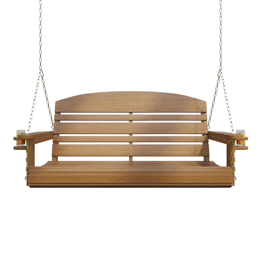 Classic Composite Porch Swing for Outdoor Relaxation - Durable & Weather-Resistant Hanging Bench for Garden, Patio, Backyard, or Deck