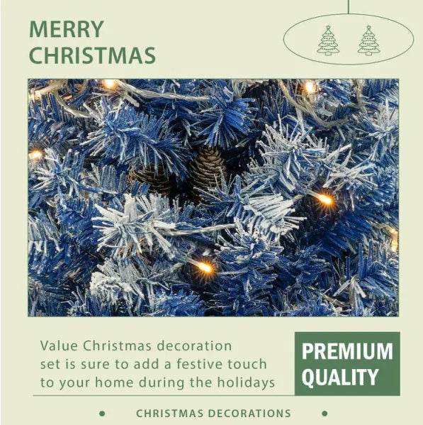 4ft Pre-Lit Artificial Christmas Tree - Flocked Pine with Warm White LED Lights for Home, Office & Holiday Decor