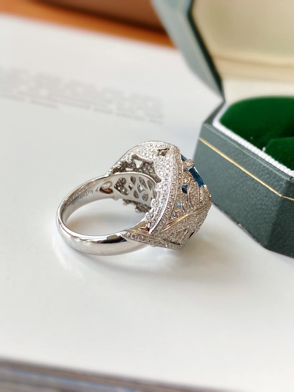 925 Sterling Silver Women's Ring with Aquamarine & Diamond Accents - Elegant Double Dove Egg Opening Adjustable Ring for Engagement, Wedding, Anniversary & Cocktail Parties (CZC747) - Perfect for Romantic Occasions & Special Celebrations