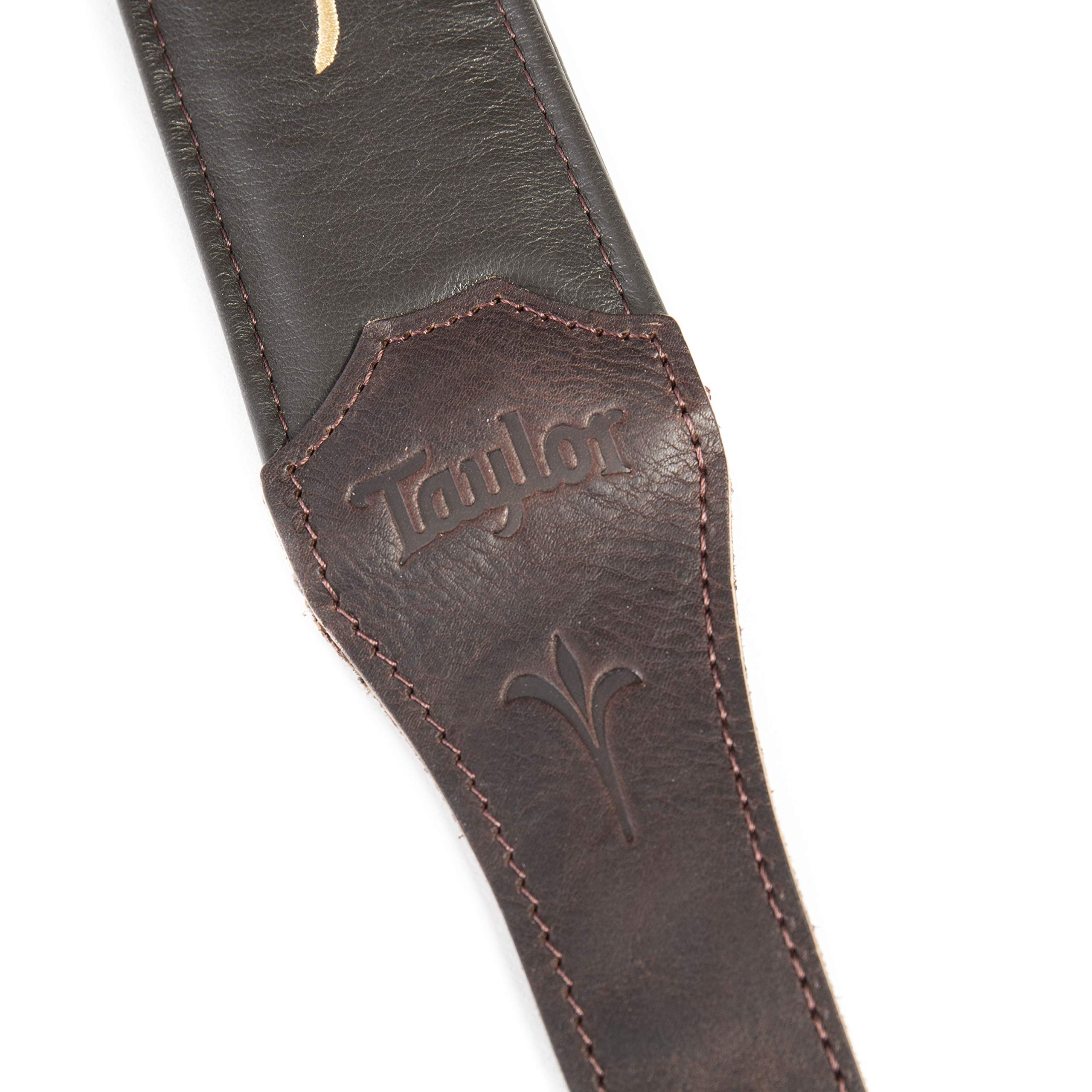 Taylor Embroidered Leather 2.5-inch Guitar Strap - Chocolate Brown | Handcrafted Adjustable Guitar Strap for Acoustic & Electric Guitars | Perfect for Performances, Studio Recording & Live Gigs