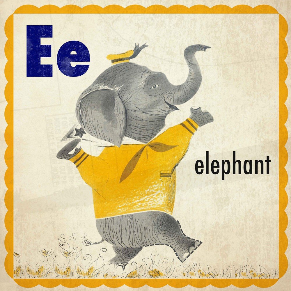 Vintage Elephant Canvas Wall Art for Kids - 18