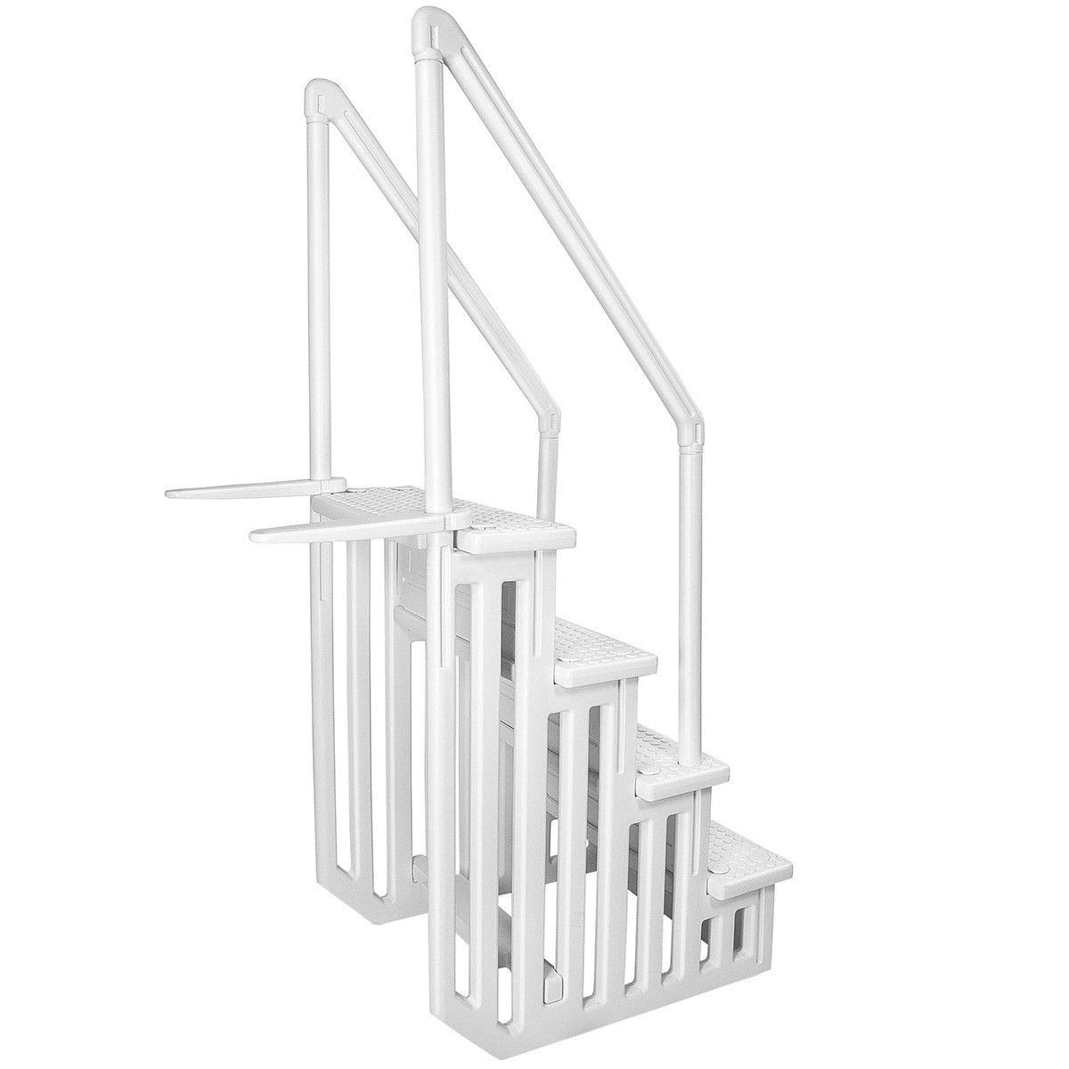 XtremepowerUS 4-Step Above Ground Pool Ladder with Non-Slip Handrails - Heavy Duty Swimming Pool Step Ladder for Deck Access - Perfect for Inground/Above Ground Pools, White (Outdoor Water Safety & Easy Entry/Exit)