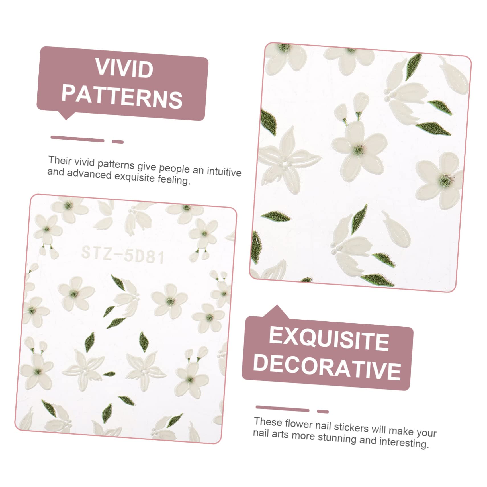 Mikinona Floral Nail Sticker Set - Embossed Nail Decals with Chic Patterns for DIY Nail Art, Manicure & Pedicure Decorations - Perfect for Parties, Weddings, and Special Occasions