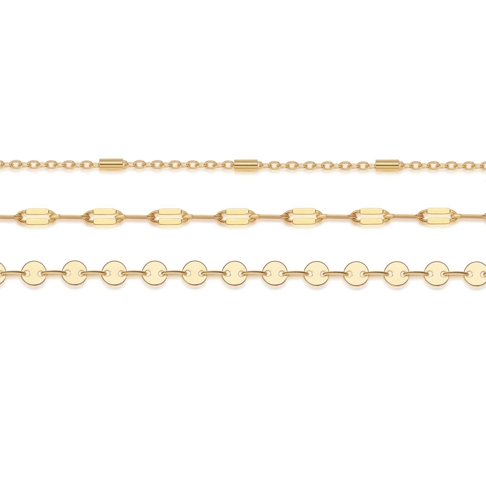 14K/18K Gold Plated Dainty Layered Bracelets for Women - Handmade Beaded Satellite Chain, Figaro, Curb, Disc, Heart & Paperclip Bracelet Set | Minimalist Tiny Pearl Jewelry for Everyday Wear, Date Night & Special Occasions
