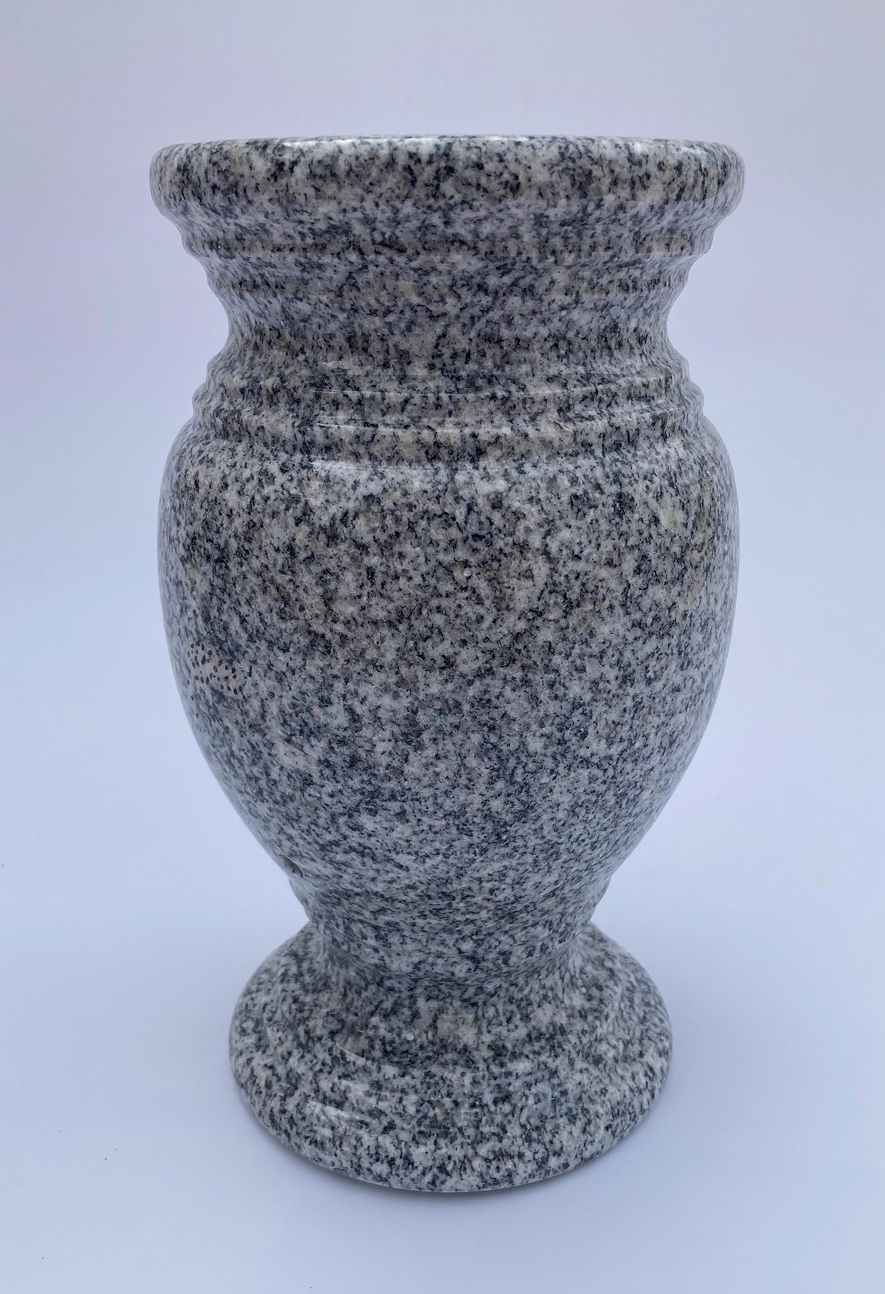 Polished Gray Turned Granite Vase - 5.5