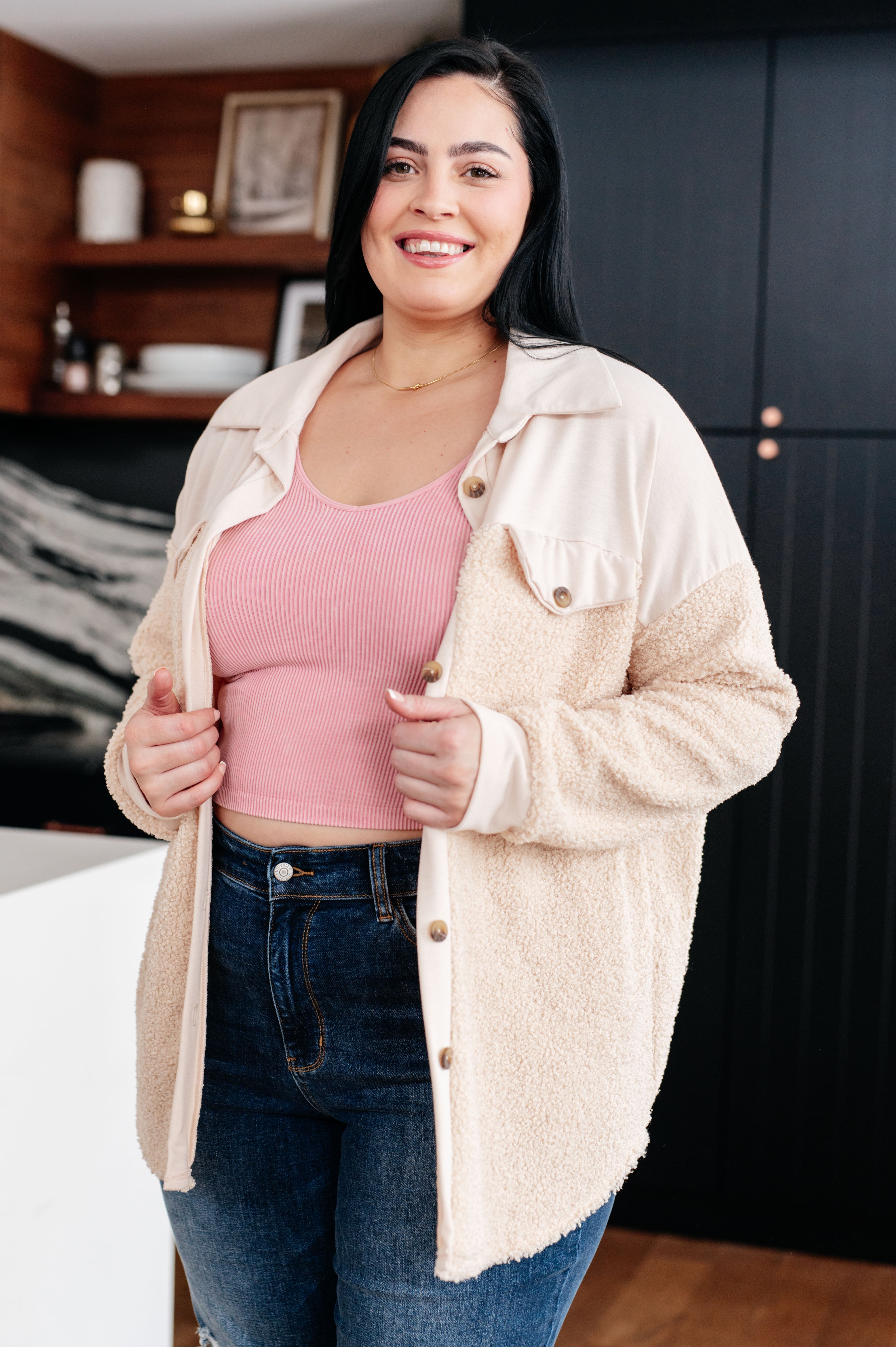 Endless Potential Sherpa Shacket - Cozy Fleece-Lined Jacket for Men & Women | Perfect for Fall, Winter & Outdoor Activities