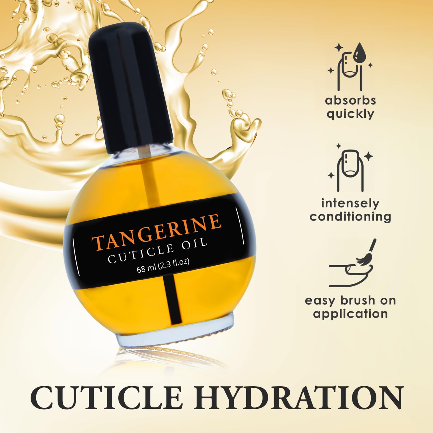 Tangerine Scented Cuticle Oil & Nail Strengthener - 2.3 Fl Oz Repair Treatment for Damaged Nails, Cuticle Softener & Nail Growth Enhancer with Jojoba Oil | Perfect for At-Home Manicures, Nail Care Routine & Salon-Quality Results