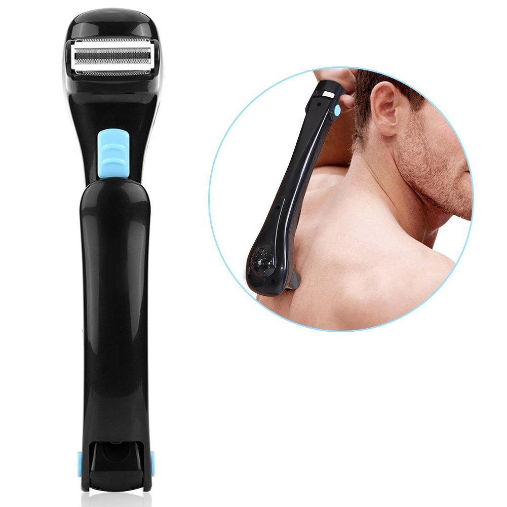 Electric Back Hair Shaver for Men - 14.7 Inch Foldable Handle, Battery Powered (Batteries Not Included) - Painless Body Groomer for DIY Hair Removal - Perfect for Back, Shoulders & Body Grooming at Home
