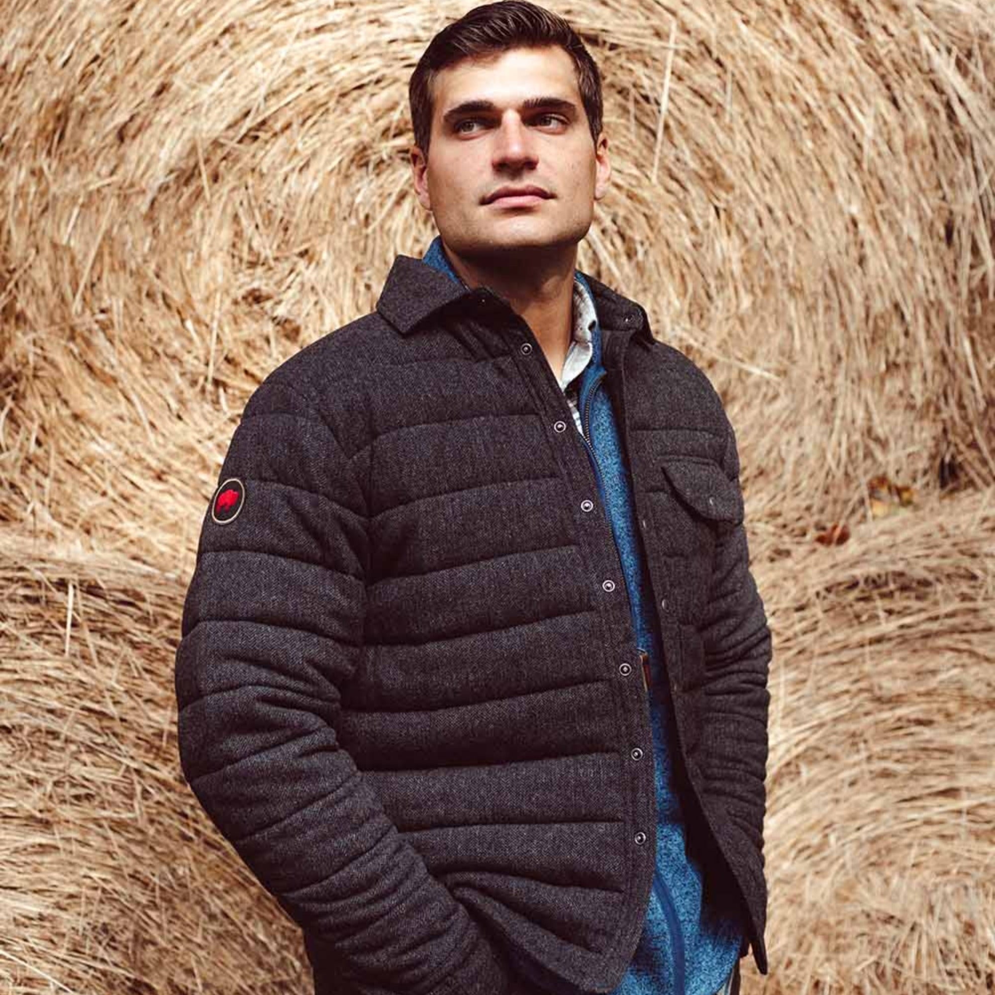 Archer Herringbone Shirt Jacket for Men - Stylish Casual Button-Up Shirt with Lightweight Comfort - Perfect for Outdoor Adventures, Date Nights & Layering in Fall/Winter