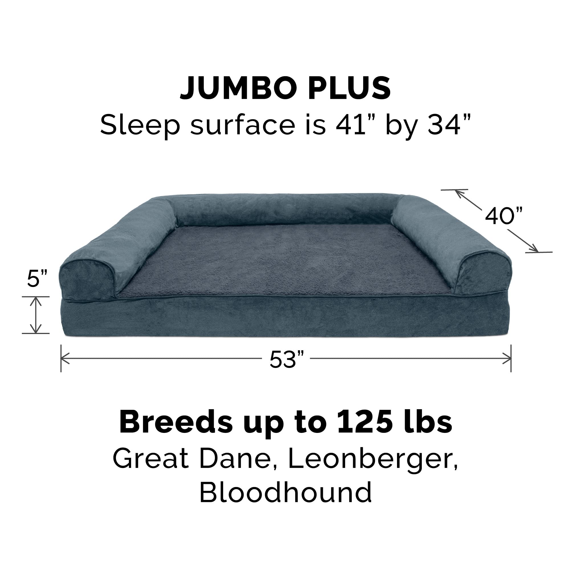 Furhaven Replacement Dog Bed Cover - Soft Sherpa & Chenille Sofa-Style Pet Bed Cover, Machine Washable, Orion Blue, Jumbo Plus (XX-Large) - Perfect for Large Dogs, Pet Sofas, and Cozy Home Decor
