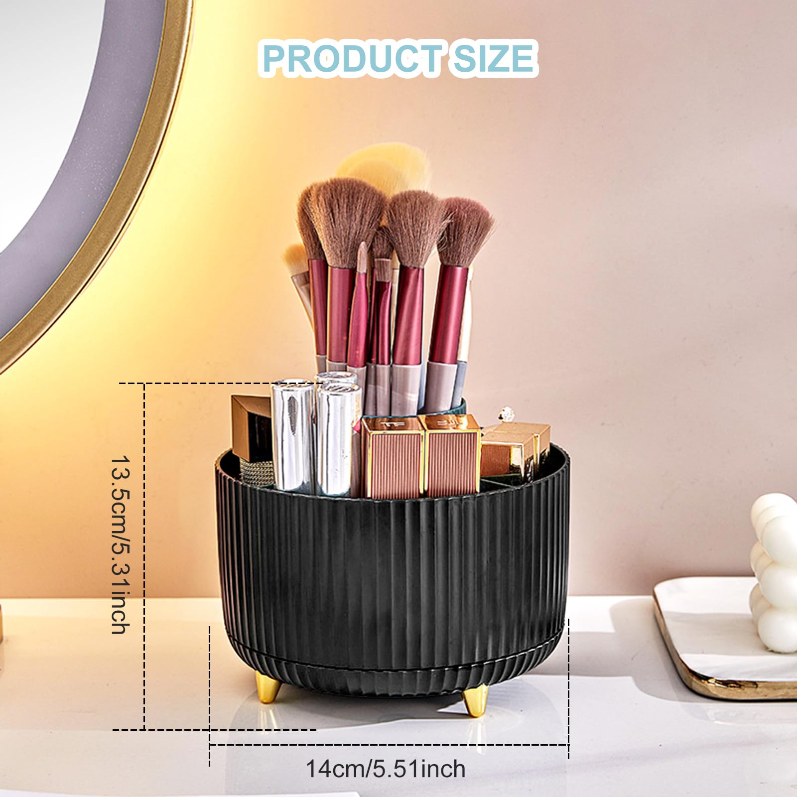 360° Rotating 5-Slot Pencil Holder for Desk - Black | Office, School & Home Desk Organizer for Pens, Markers & Stationery Supplies | Perfect for Workspace, Study & Craft Room Organization