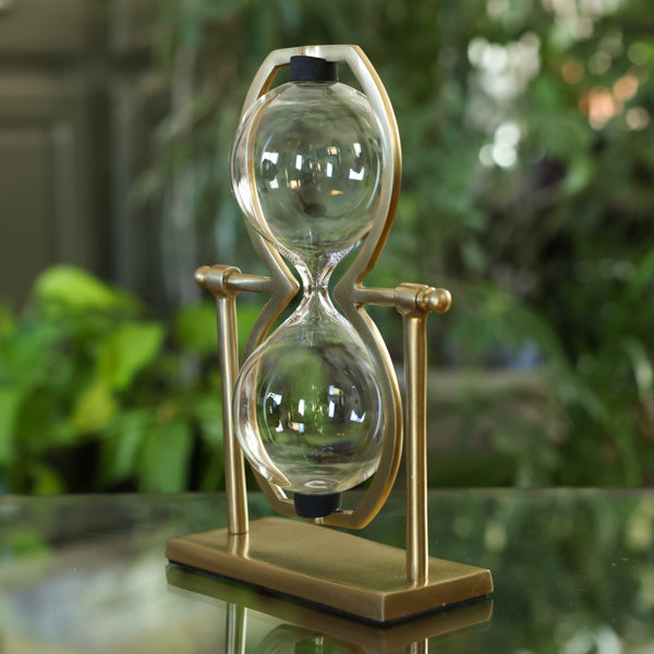Gold Figure Eight Rotating Hourglass Kit - Decorative Sand Timer for Home Office Desk, Meditation & Stress Relief - Perfect Gift for Zen Decor