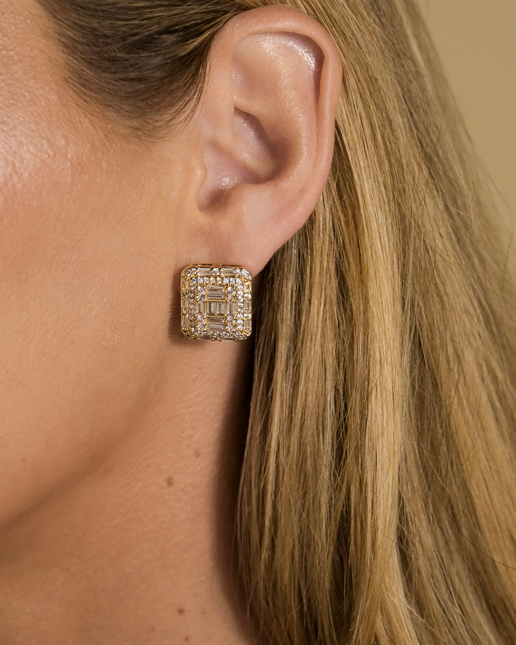 Jana Square CZ Stud Earrings for Women - Sparkling Cubic Zirconia Stud Earrings - Perfect for Everyday Wear, Parties & Gifts