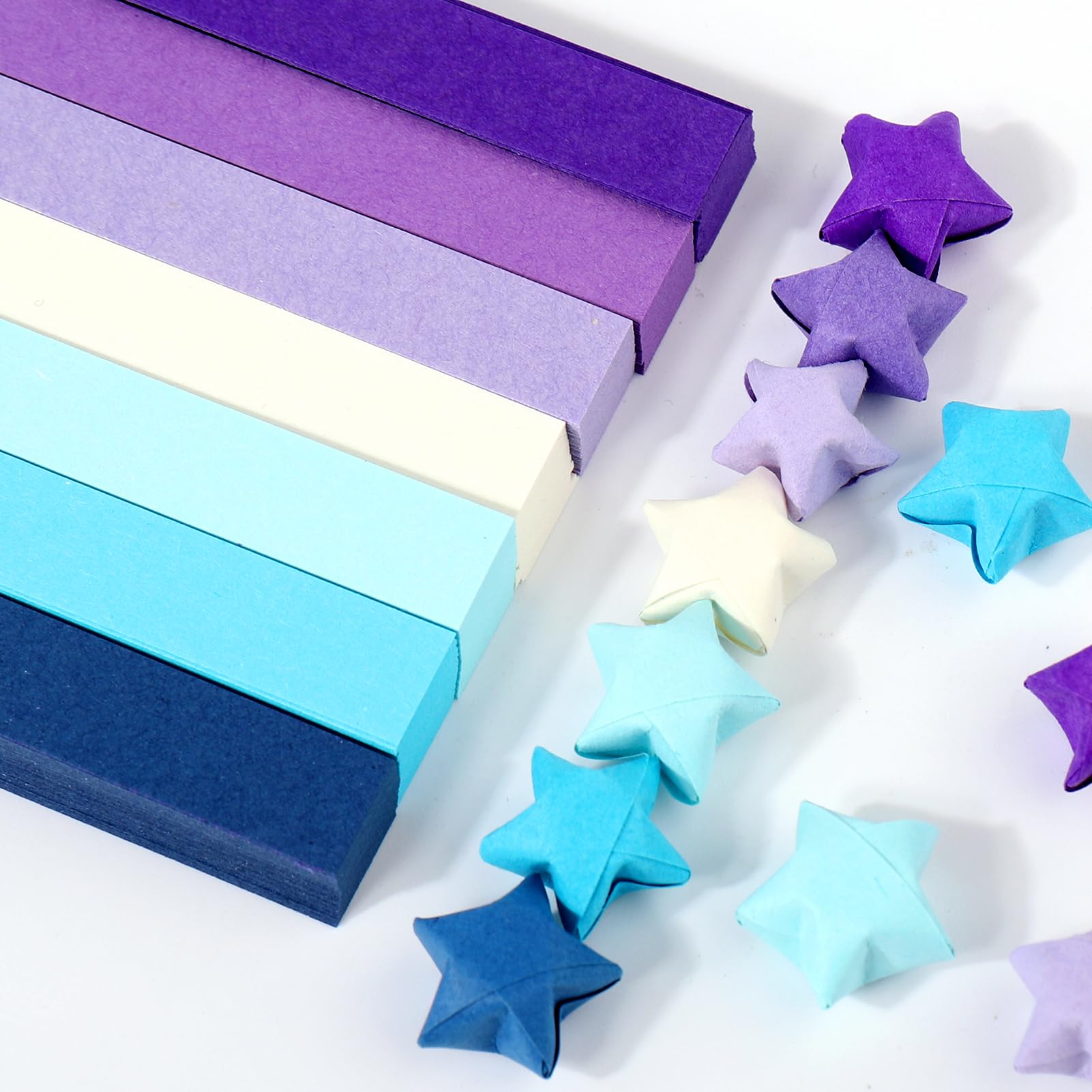 540PCS Mity Rain Origami Star Paper Strips - 7 Solid Colors DIY Lucky Star Craft Paper for Stress Relief, Handmade Decorations & Creative Projects | Perfect for Home Decor, Party Favors & Gift Wrapping