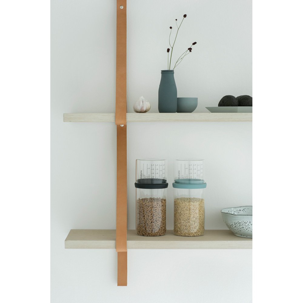 Brabantia 290244 1L Glass Storage Jar with Measuring Cup - Mint Green, 10.4 x 10.4 x 23 cm - Airtight Kitchen Container for Flour, Sugar, Coffee & Dry Food Storage