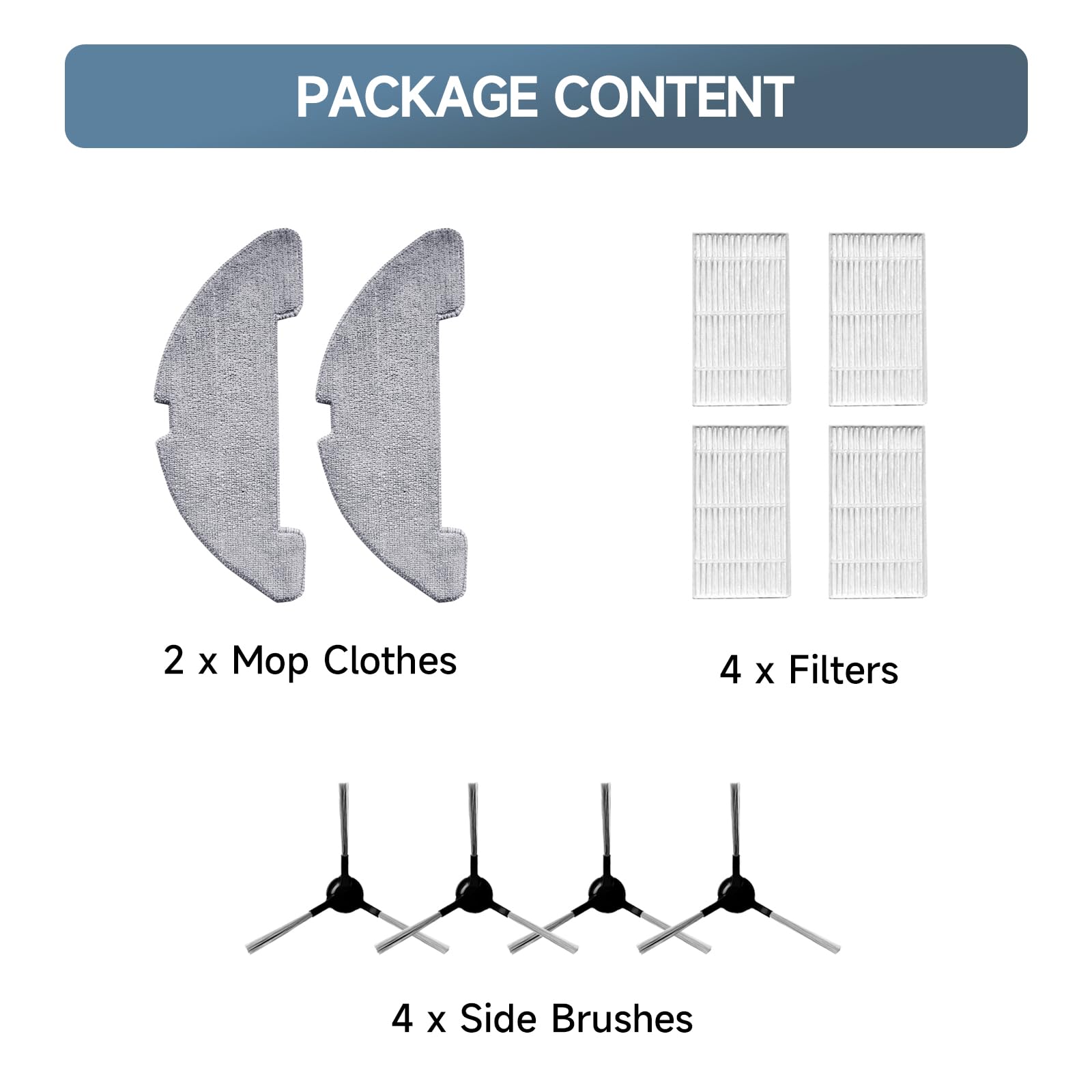 S2 Robot Vacuum Accessories - Replacement Mopping Pads & Spare Parts for S2 Robotic Vacuum Cleaner | Perfect for Hardwood Floors & Pet Hair Cleaning