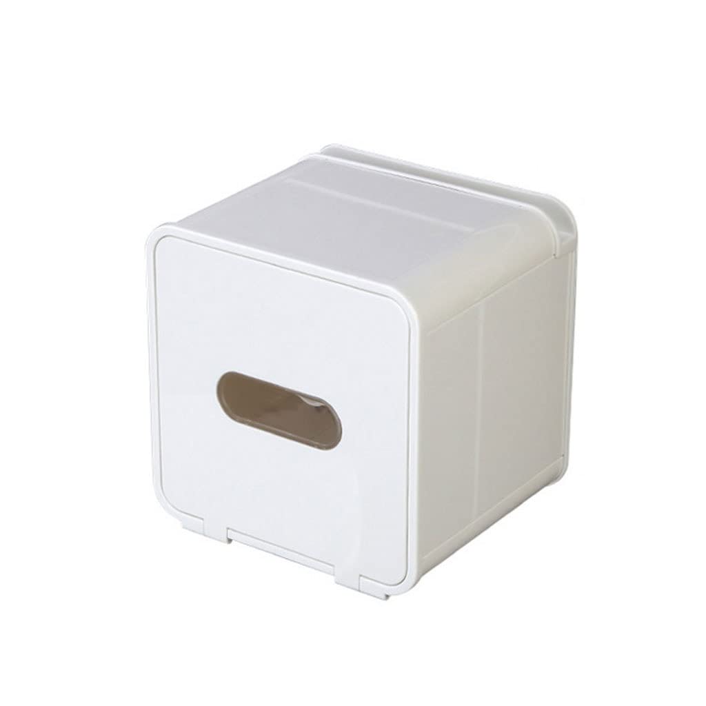 White Wall-Mounted Tissue Box Cover Holder - Multi-Functional Paper Towel Dispenser for Home, Office, Kitchen & Bathroom - Space-Saving Storage Solution for Tissues & Paper Towel Rolls (Perfect for Countertops, Under Cabinets & Small Spaces)