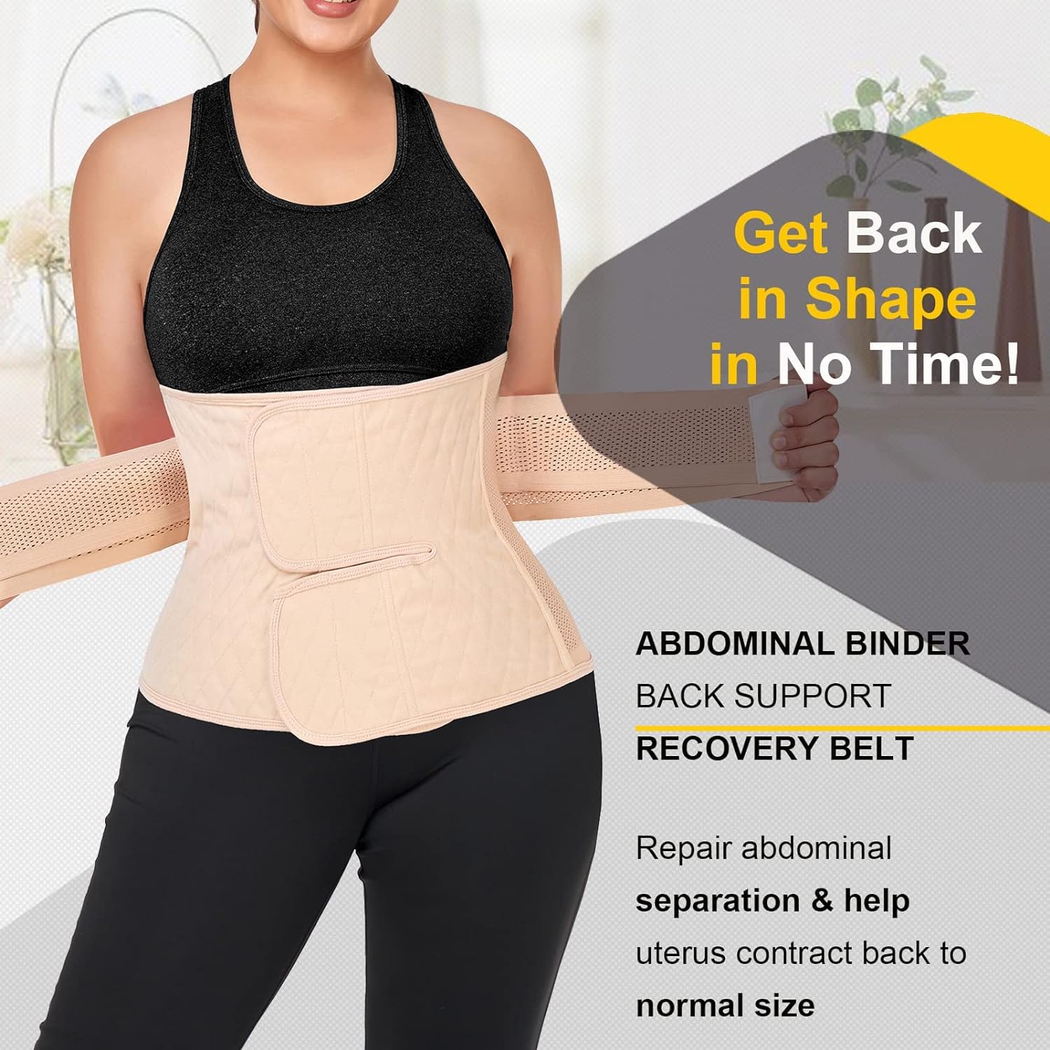 Postpartum Belly Band for Women - Post Surgery Abdominal Binder & C-Section Recovery Belt - Adjustable Maternity Girdle Wrap for Back Support & Tummy Control (Nude, Large) - Ideal for Postpartum Care, C-Section Recovery & Post-Surgery Support