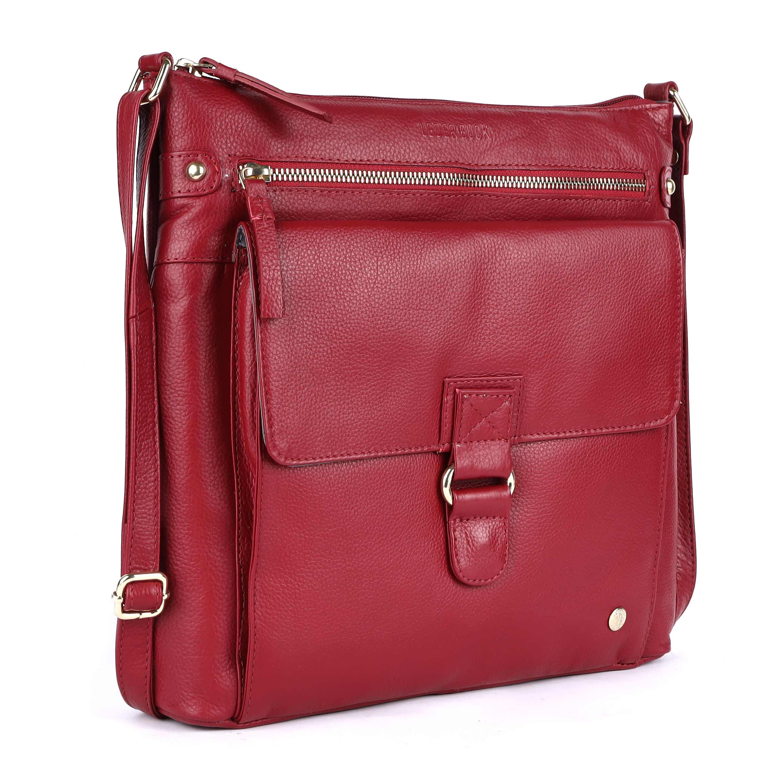 Shirley Large Soft Genuine Leather Women's Crossbody Handbag with Triple Zip - Stylish Sling Shoulder Purse for Work, Travel & Everyday Use