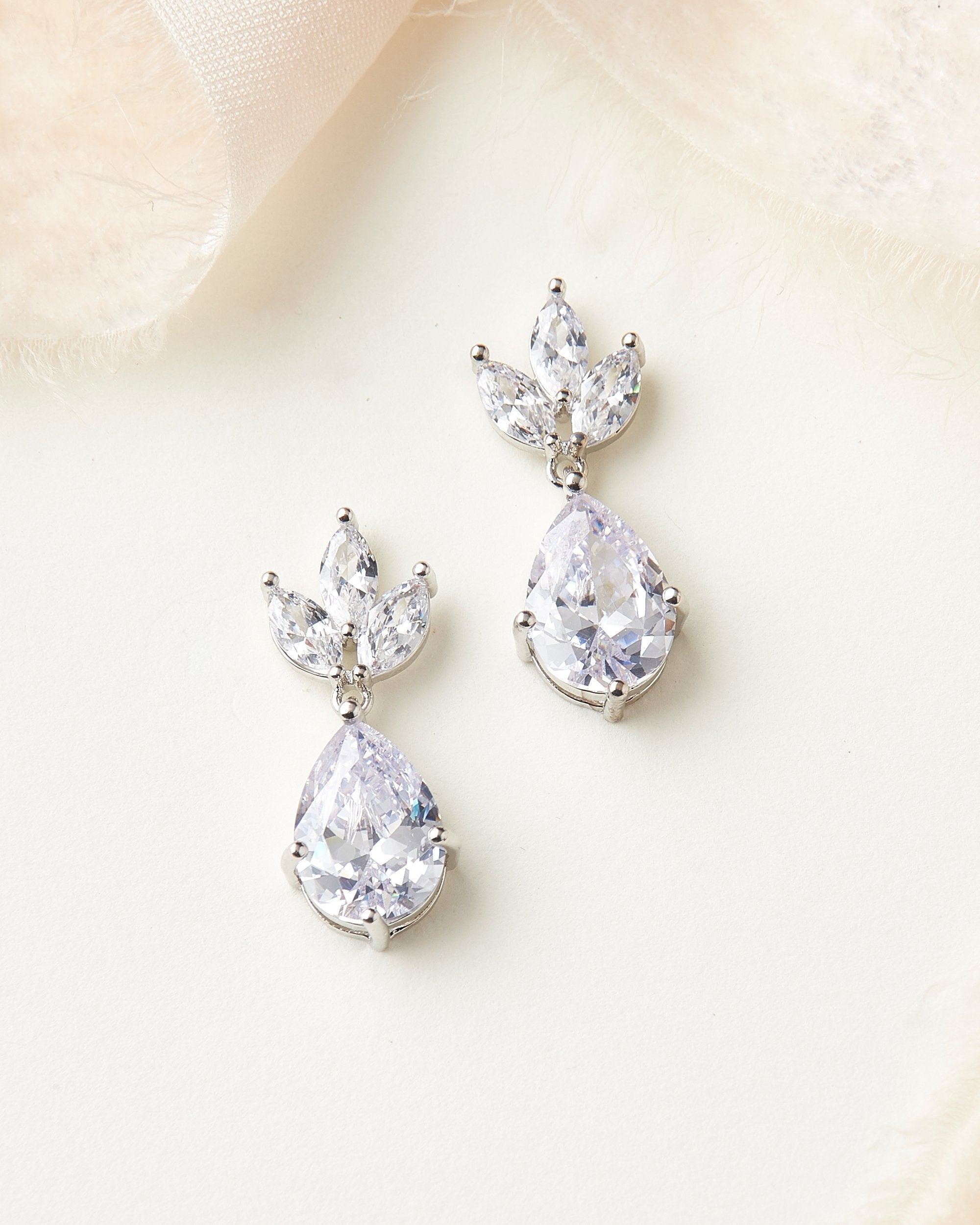 Fleurette Cubic Zirconia Stud Earrings for Women - Elegant CZ Jewelry Gift for Wedding, Party & Everyday Wear