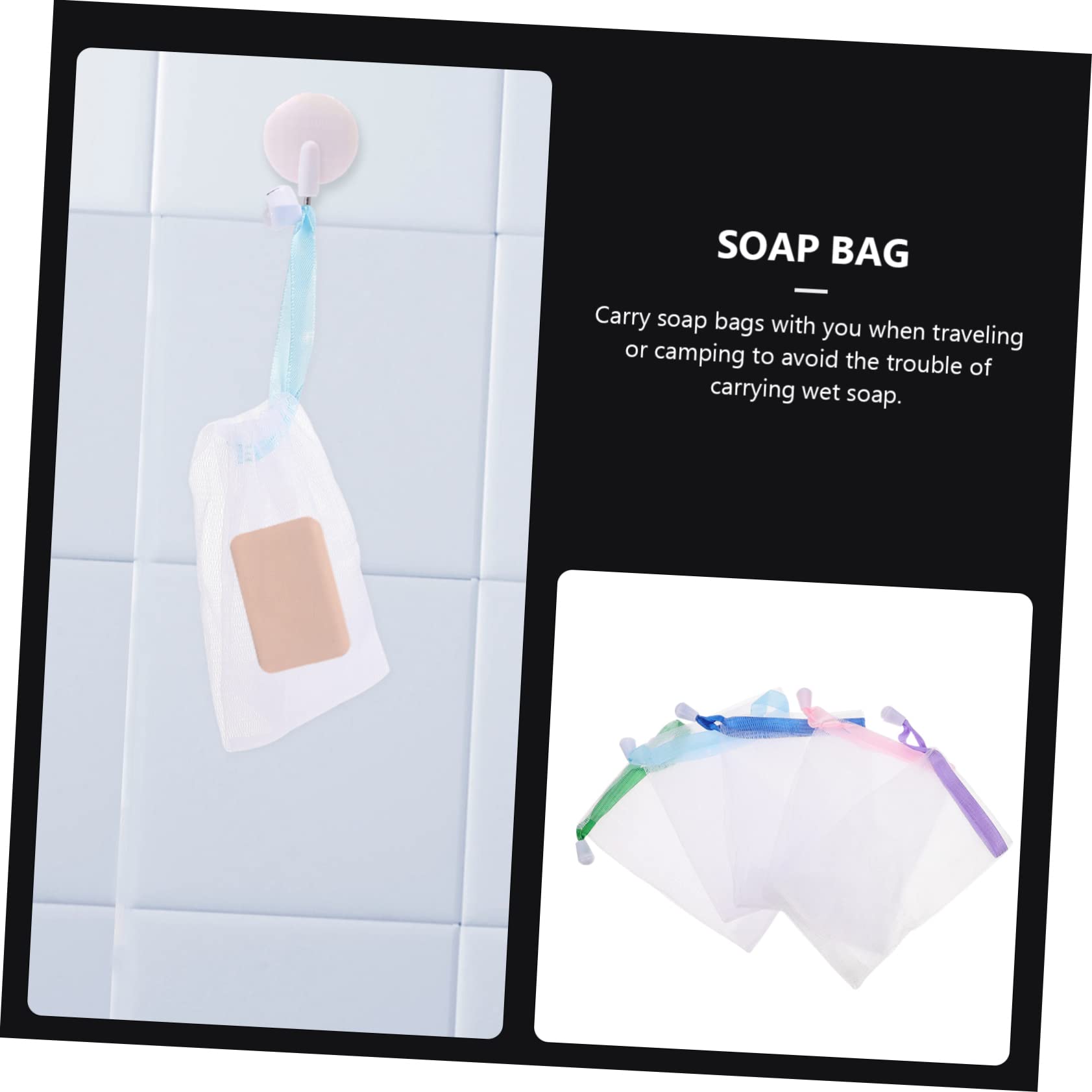 20Pcs Soap Foaming Nets Mesh Soap Bags with Hanging Rope - Reusable Soap Savers for Bath & Shower | Random Colors | Creates Rich Lather for Gentle Cleansing | Perfect for Travel, Gym & Eco-Friendly Bathrooms