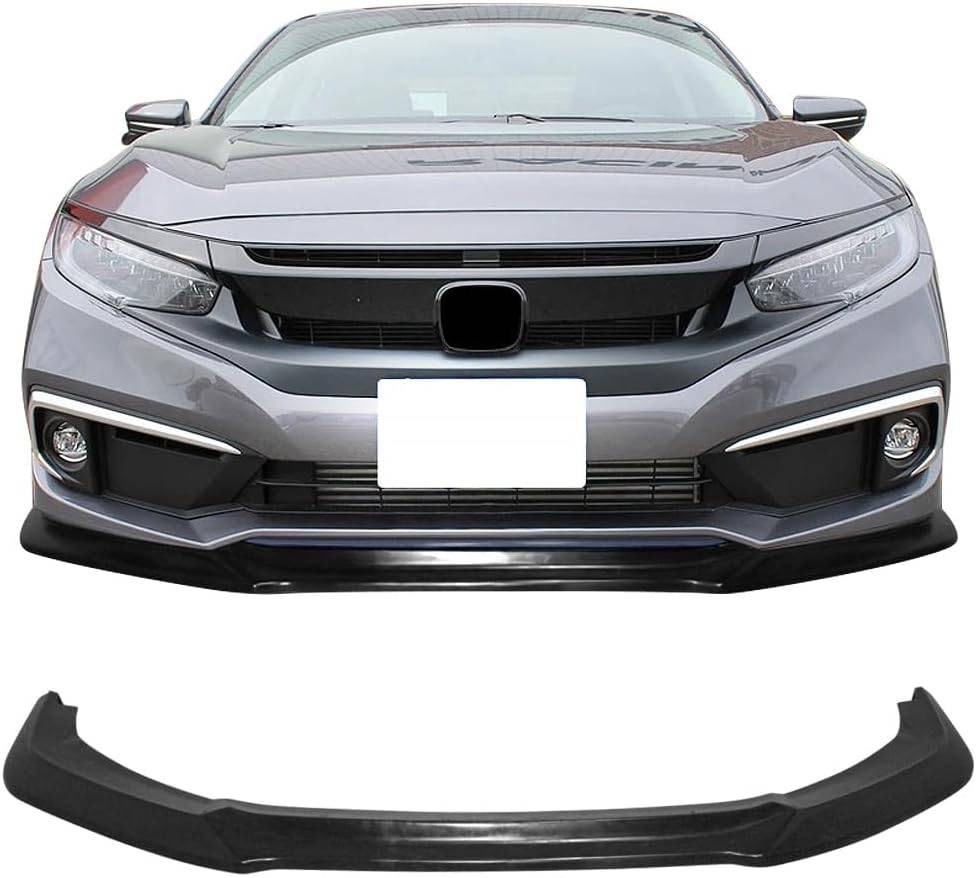 2019-2021 Honda Civic Sedan GT Style Front Bumper Lip Spoiler - Unpainted Matte Black Polyurethane for Enhanced Aerodynamics & Sporty Look - Perfect for Street Racing & Car Shows