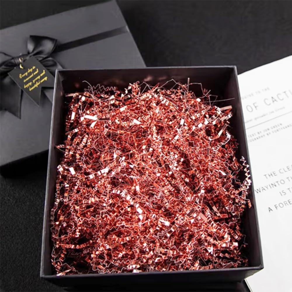 Koeferlo 1/2 LB Rose Gold Crinkle Cut Shredded Paper - Gift Basket Filler, Easter Decorations, Party & Wedding Supplies - Perfect for Gift Wrapping, Shipping Packaging, and Event Decor