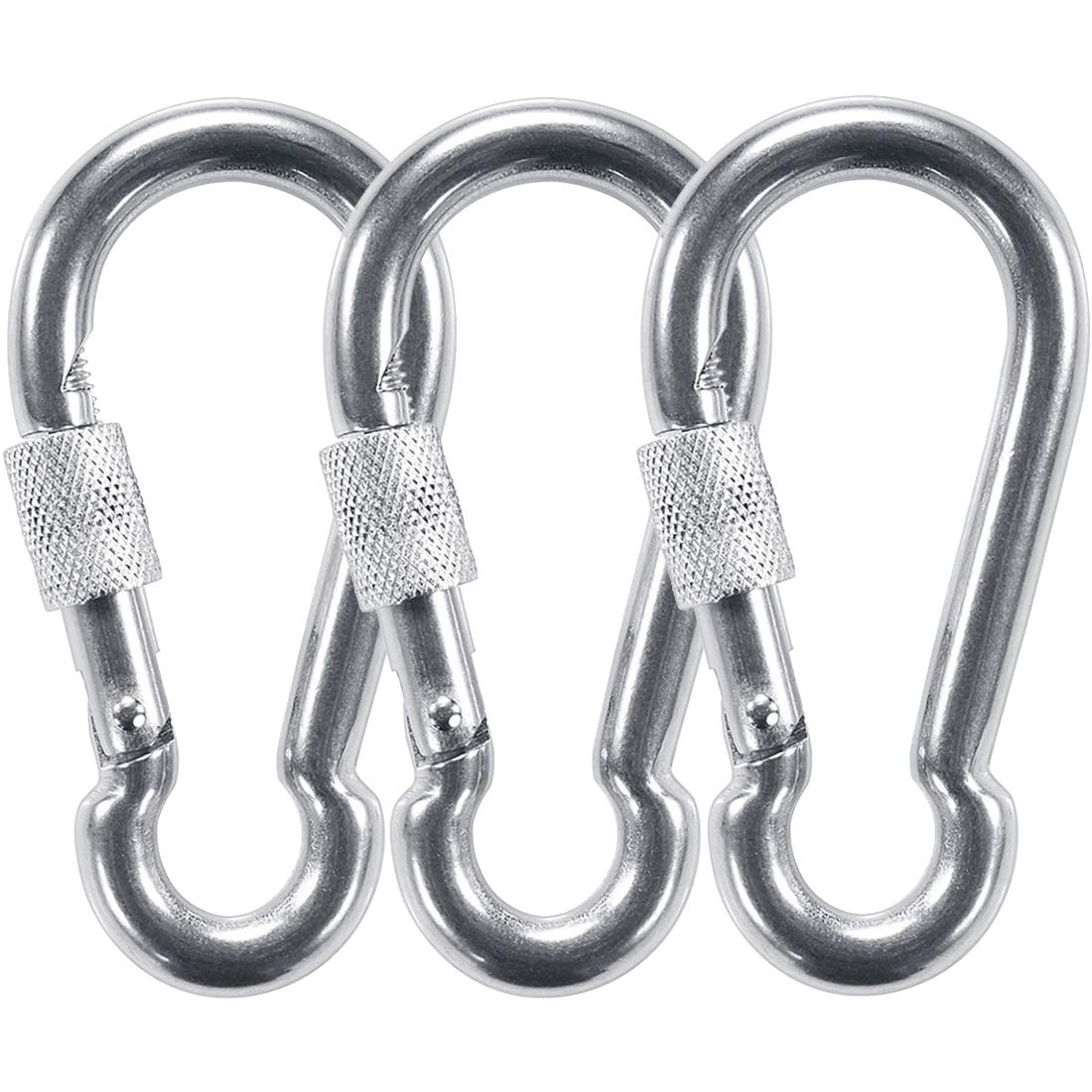 Heavy Duty 316 Stainless Steel Screw Lock Carabiner Hooks - PROND Locking Carabiners for Rock Climbing, Hiking, Camping & Outdoor Gear Organization