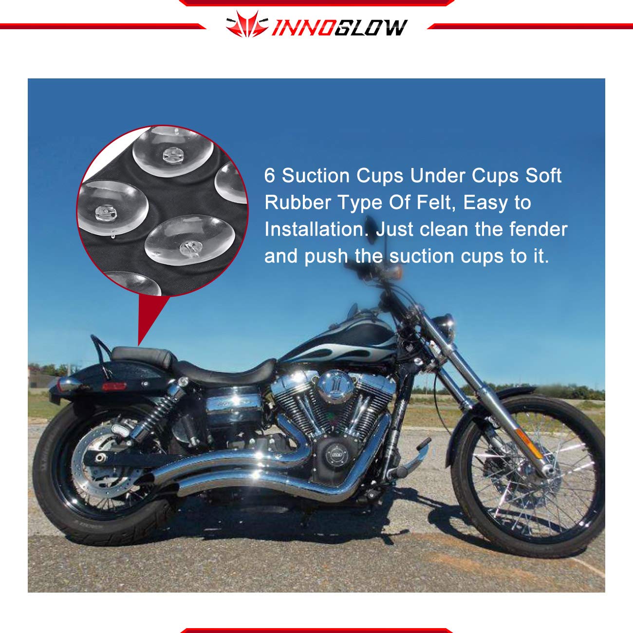 INNOGLOW Motorcycle Seat Pad for Harley Cruiser - Comfortable Passenger Cushion with 6 Suction Cups for Long Rides