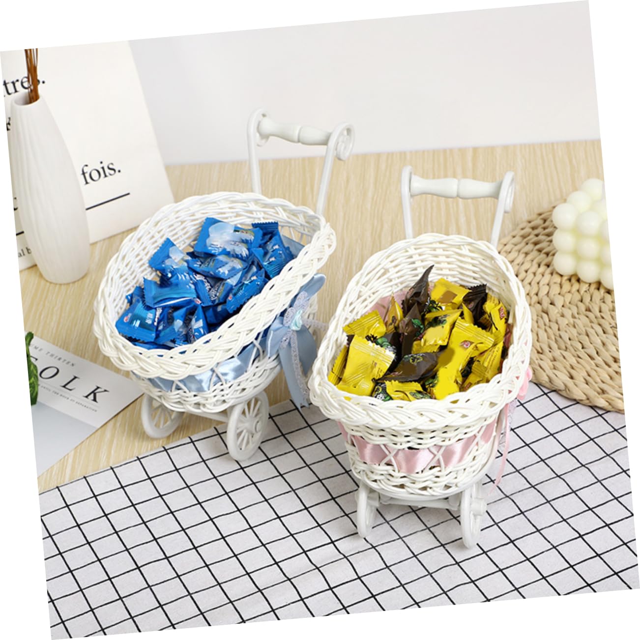 CIMAXIC 2-Pack Handwoven Storage Baskets - Elegant Woven Fruit Bowl, Chocolate Holder & Baby Shower Decor - Lightweight Organizer for Keys, Snacks & Home Decor (Perfect for Kitchen, Dining Table & Gift Giving)