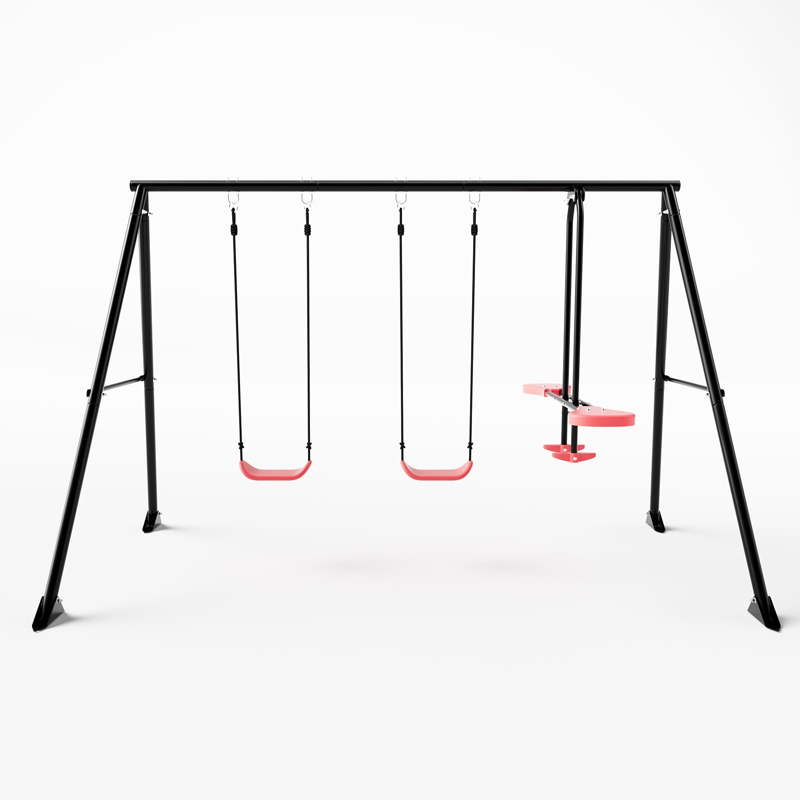 Heavy Duty Outdoor Swing Set for Kids - 500lbs Capacity A-Frame Metal Stand with 2 Seats & Glider | Backyard Playground Equipment for Outdoor Fun & Family Bonding