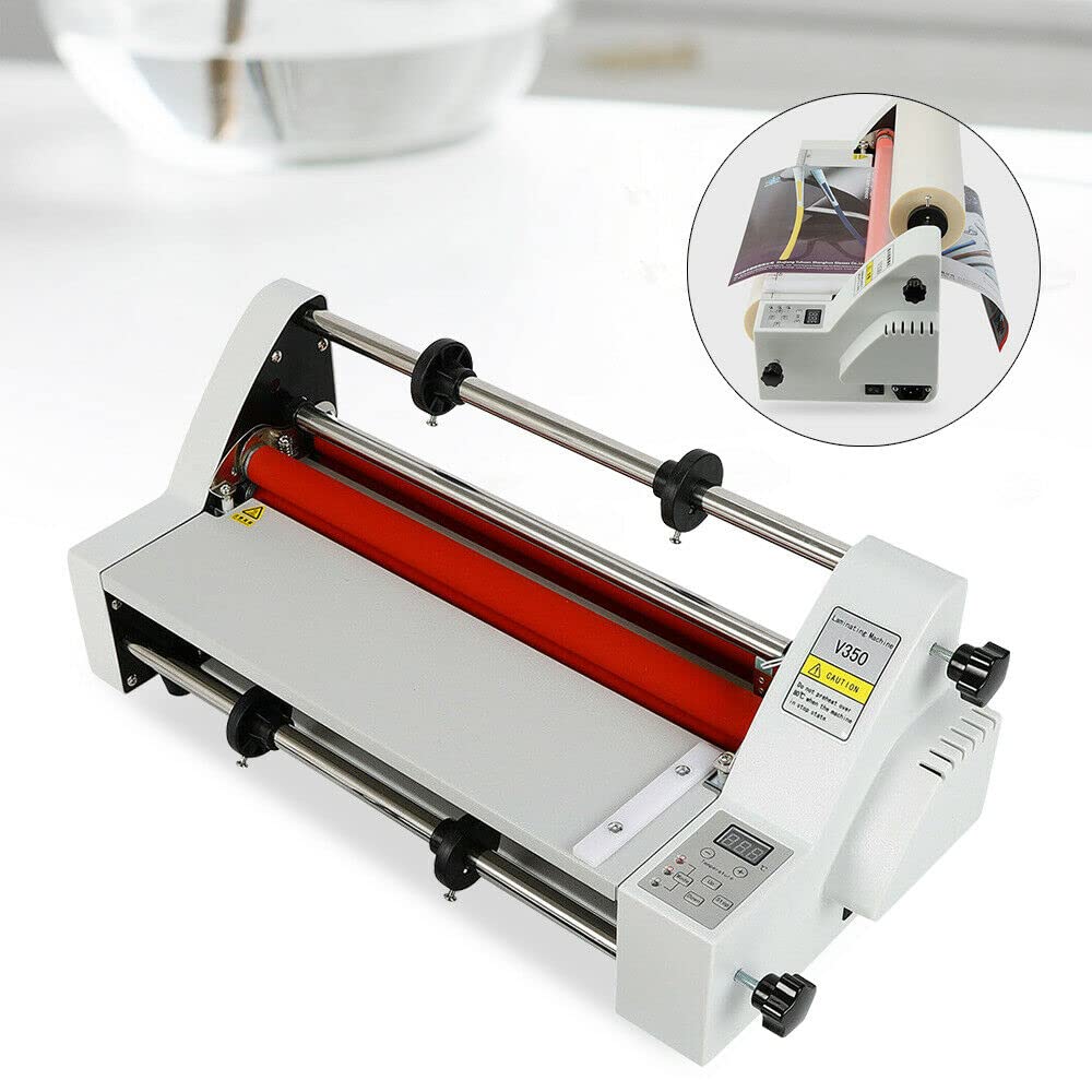 Hot & Cold Roll Laminating Machine - Dual Sided Thermal Laminator with Digital Display & Electronic Temperature Control for Home, Office, School - Perfect for Documents, Photos, ID Cards & Craft Projects (US Stock)