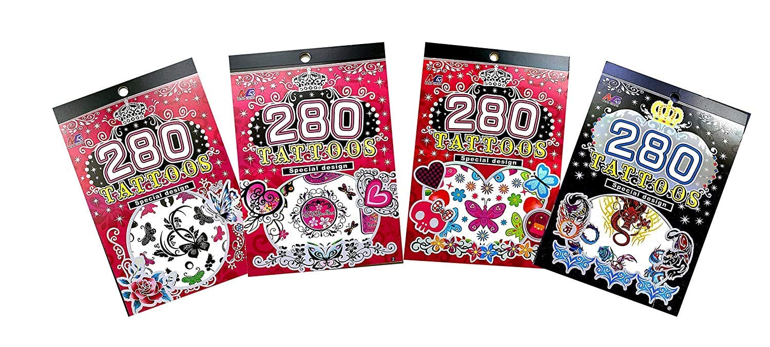 Arpit Mart Temporary Tattoos - 31 Fun Body Art Stickers for Kids Birthday Parties, Return Gifts & Costume Events (5 Book Set) | Safe, Washable & Easy to Apply