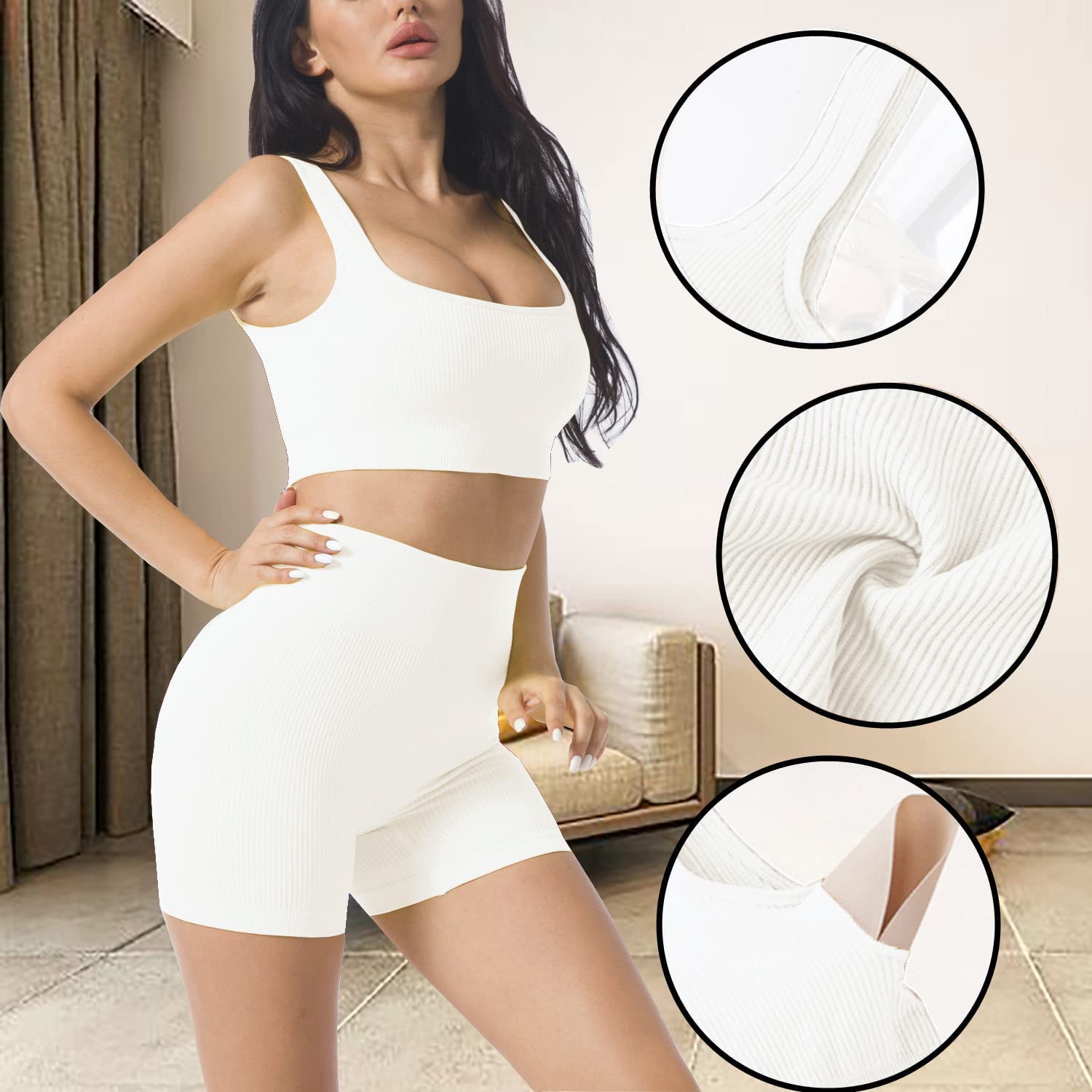 Seamless 2-Piece Workout Sets for Women - Sexy One Shoulder Sports Bra & High Waist Yoga Shorts | Gym, Running & Yoga Outfits