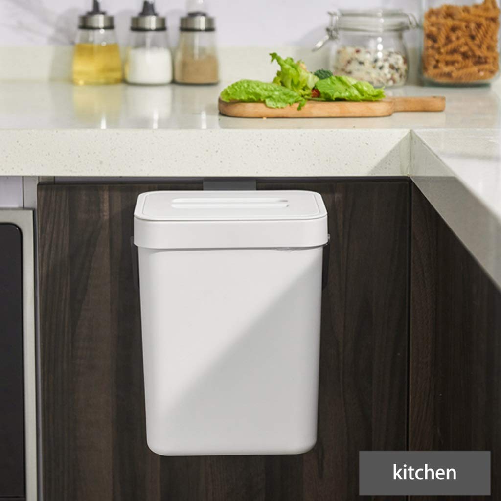 Small Trash Can with Lid - Indoor/Outdoor Hanging Garbage Bin for Kitchen, Bathroom, Under Sink - Food Waste & Compost Bin for Countertop, Bedroom, Home Use - Perfect for Recycling & Organizing Waste