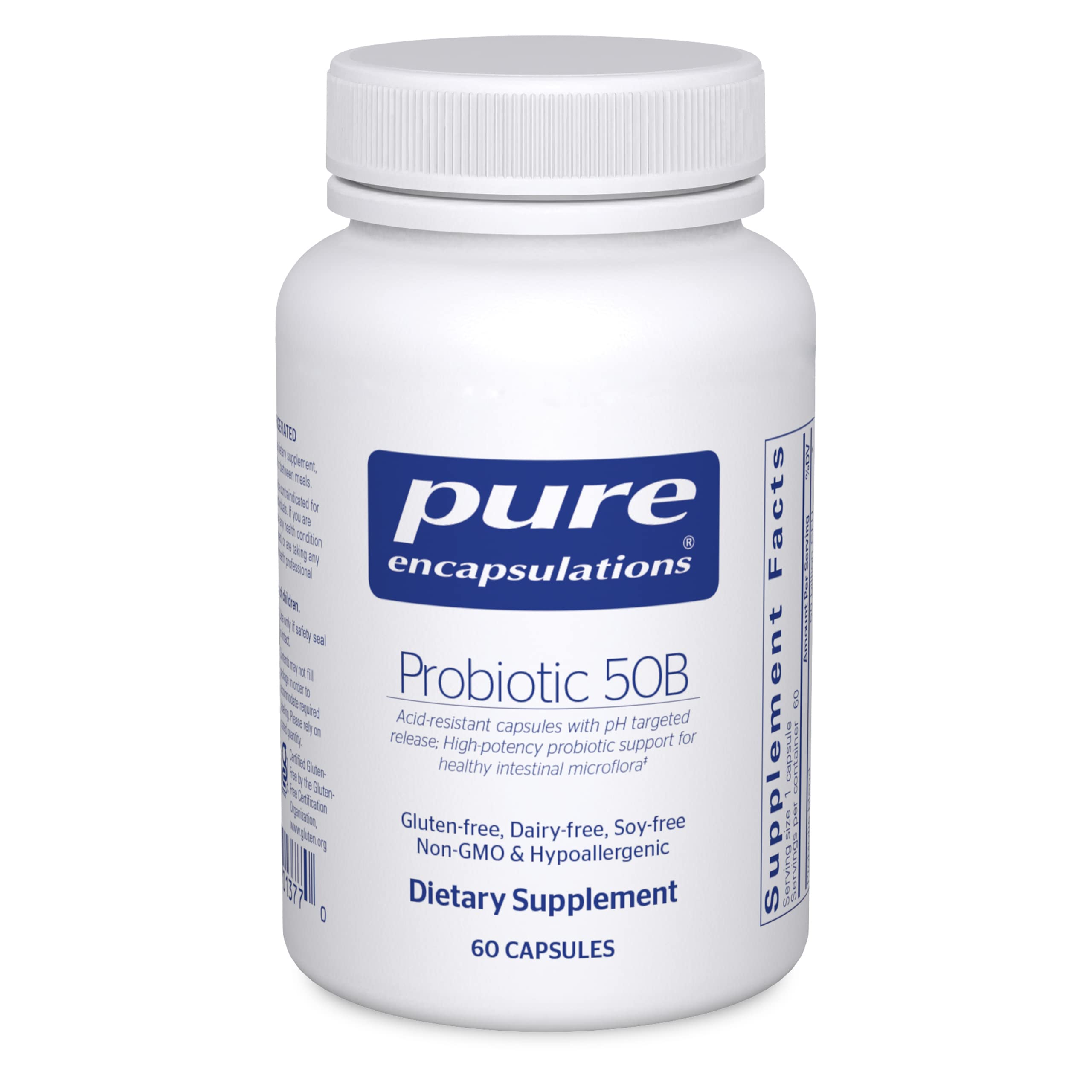 Pure Encapsulations Probiotic 50B - 50 Billion CFU Digestive & Immune Support Supplement - Acid-Resistant Capsules for Gut Health - Gluten Free, Non-GMO - 60 Capsules - Supports Digestion, Immunity & Overall Wellness