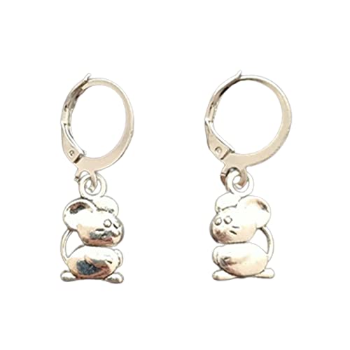 Little Mouse Earrings for Pet Lovers - Antique Silver Mini Mouse Hoop Earrings with Lever Back | Cute Animal Jewelry Gift for Women, Mouse Owner Present | Perfect for Daily Wear, Parties & Gifts