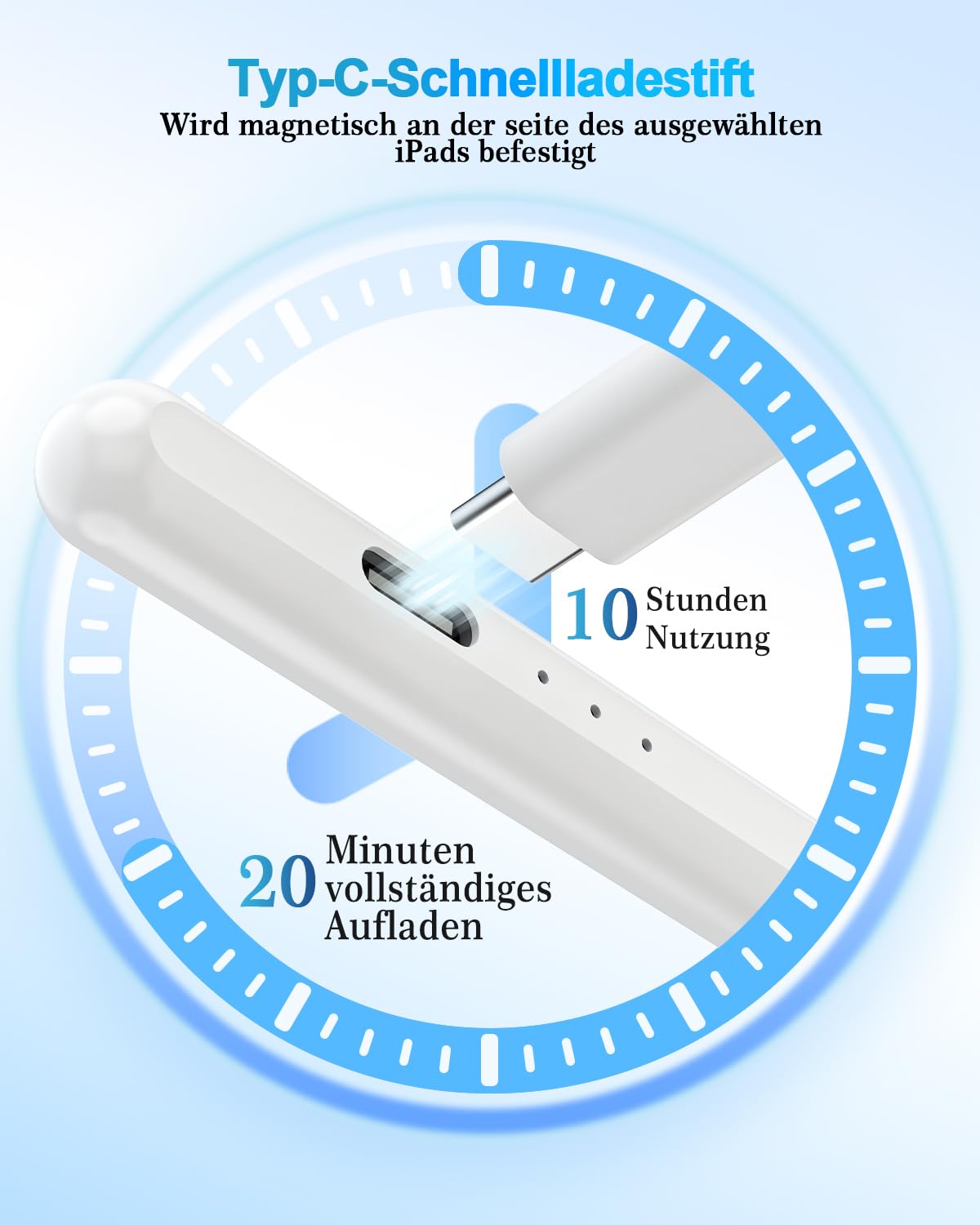 Ciscle Stylus Pen for iPad 2018-2024 - Fast Charging, Tilt Sensitivity, Apple Pencil Compatible with iPad Pro M4, Air M2, Pro 13''/12.9''/11'', iPad 10/9/8/7/6, Mini 6/5, Air 5/4/3 - Perfect for Drawing, Note-Taking & Digital Art