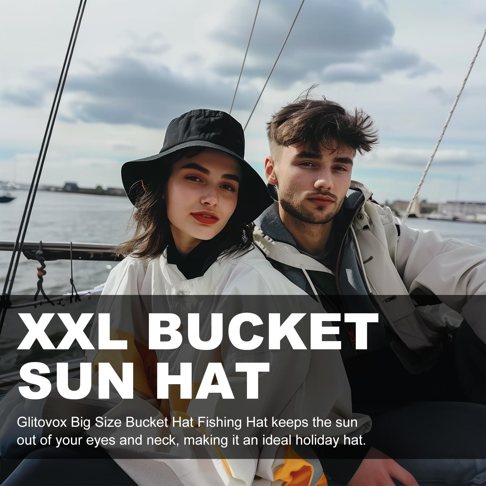 XXL Bucket Hat for Women & Men - Oversized Reversible Cotton Fisherman Hat - Double Sided Summer Sun Hat for Beach, Outdoor & Travel Protection