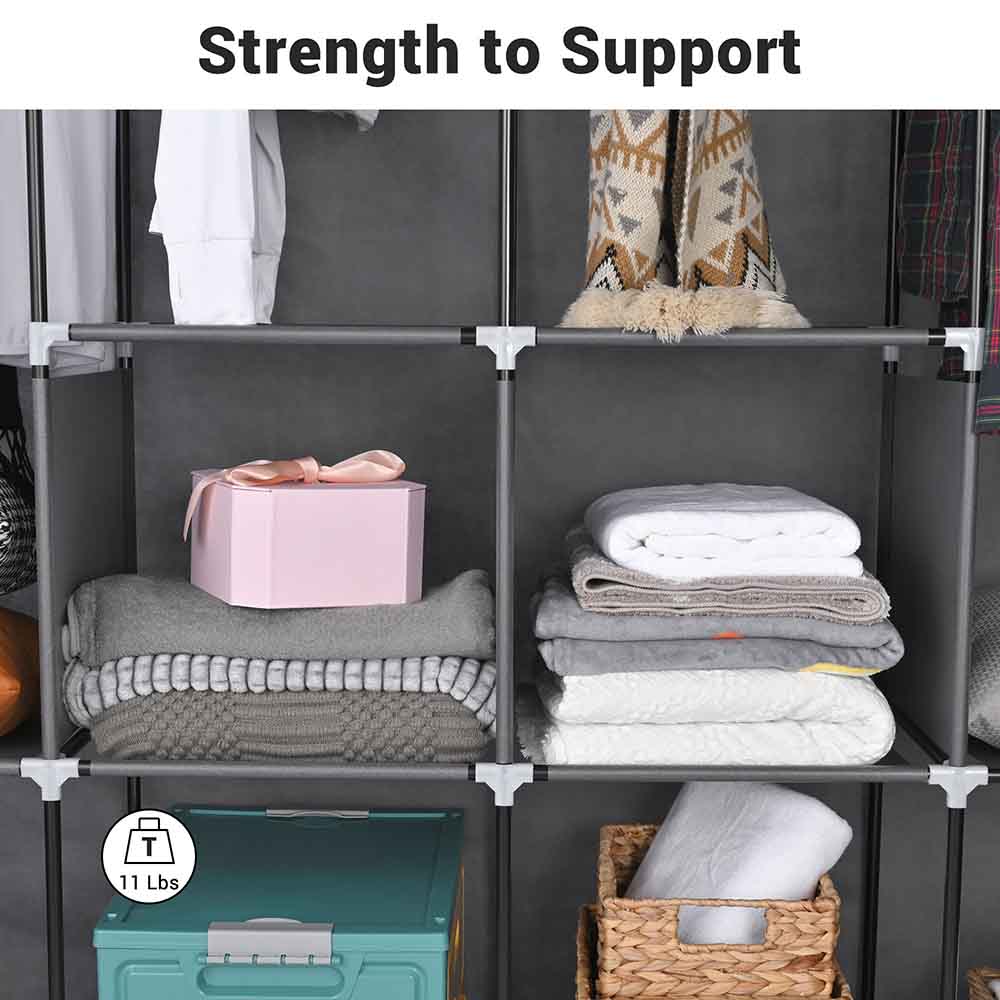 TheLAShop 70L x 19W x 70H Portable Closet Organizer Wardrobe - Foldable Storage Solution for Bedroom, Closet & Travel | Space-Saving Clothes Rack with Shelves