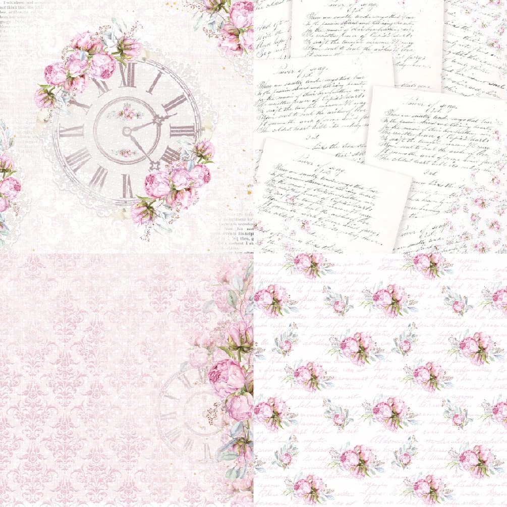 6x6 Inch Floral Scrapbook Paper - 48 Sheets Peony Flower Pattern Cardstock, 12 Spring Designs, Single-Sided Specialty Craft Paper for DIY Cards, Albums & Home Decor