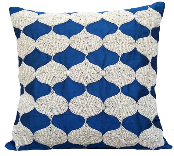 Between The Clouds Blue Art Silk Throw Pillow Cover - Elegant Home Decor for Living Room, Bedroom & Sofa - Soft & Luxurious Cushion Cover for Modern Interior Design