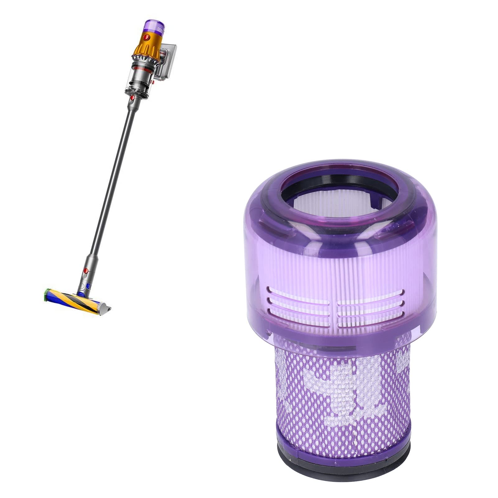 Upright Vacuum Cleaner Replacement Filter - Compatible with Dyson V12 Detect Slim | HEPA Air Speed Filter Screen for Pet Hair & Allergies | Home Cleaning & Floor Washing Accessory