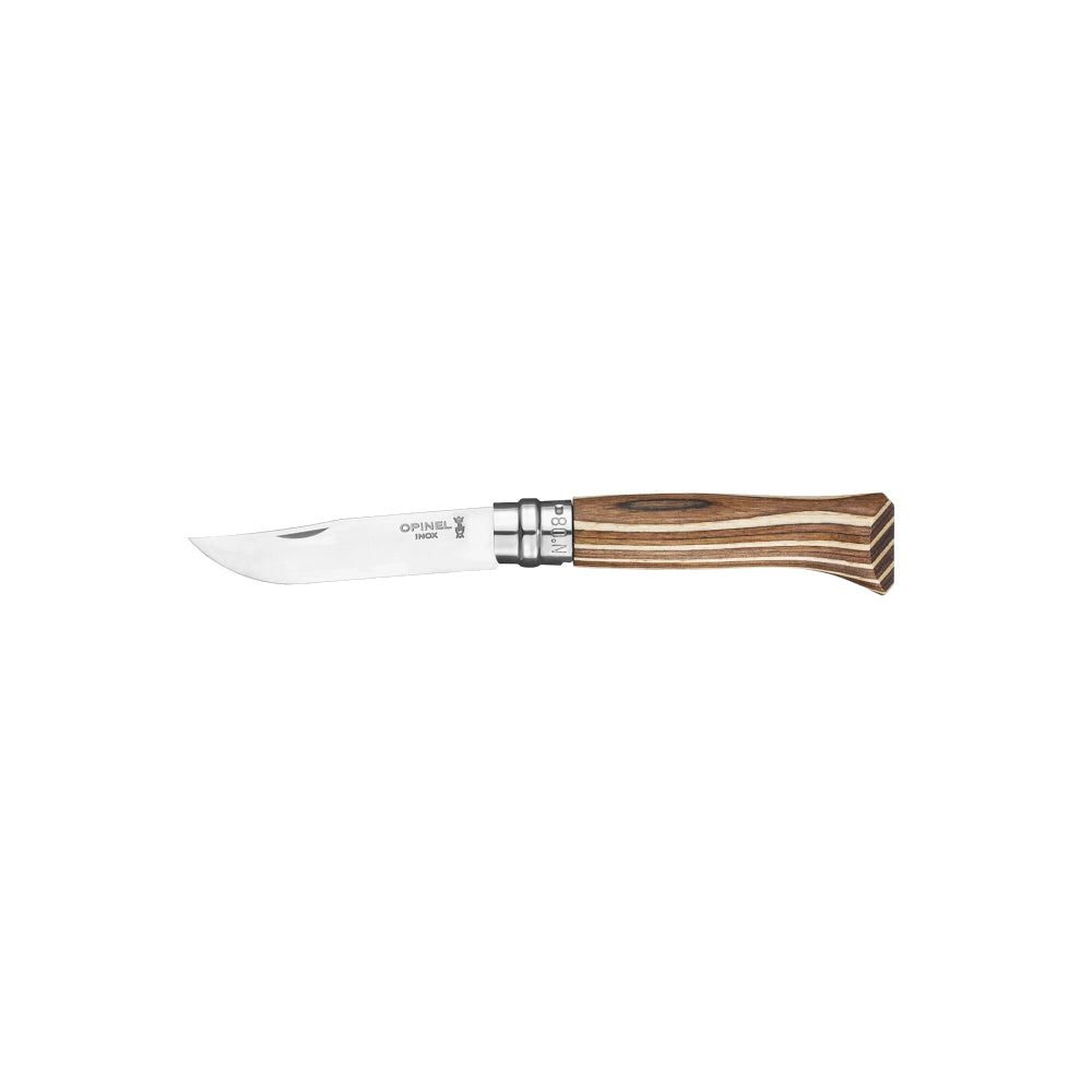 Opinel No.08 Stainless Steel Folding Knife with Birch Handle - Perfect for Camping, Hiking & Outdoor Adventures