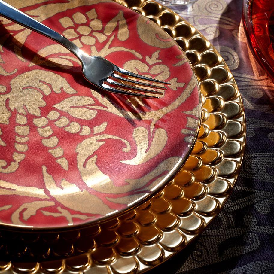 Fortuny Uccelli Decorative Dessert Plates - Set of 4 Elegant Italian Design Porcelain Plates for Afternoon Tea, Wedding, and Special Occasions