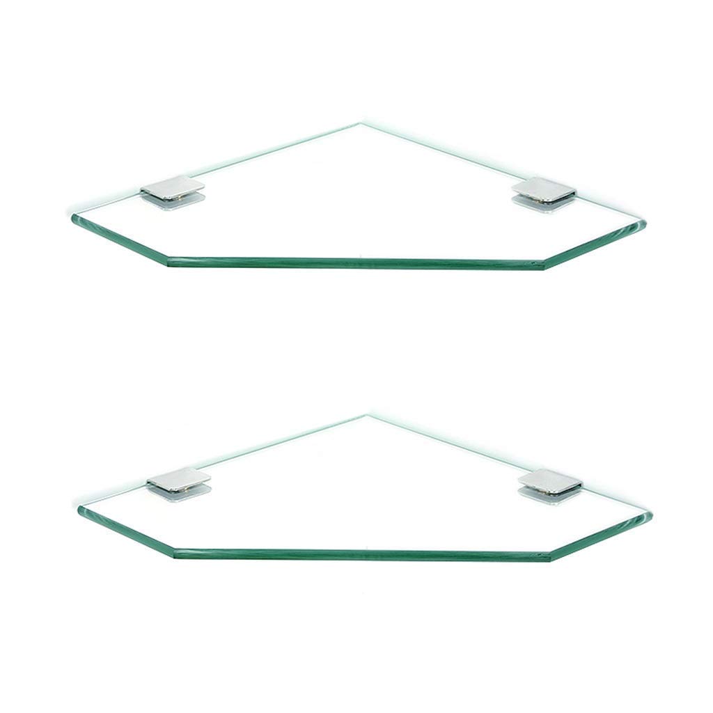 YGCBL Multifunctional Corner Shelf - 2 Pack Tempered Glass Bathroom Shower Caddy (7mm Thick, 28cm) - Wall Mounted Storage Organizer for Bathroom, Kitchen & Living Room - Perfect for Shampoo, Soap, Plants & Decor